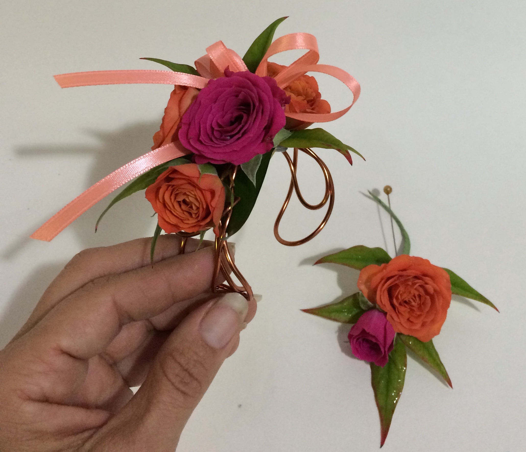 Whitney WB 1287 Orange Bangle Ceremony Bouquet Holder With Pink Rose  Accents From Shanxiuzhu, $31.31