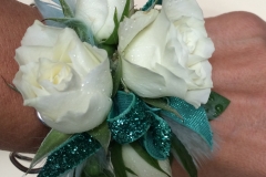Blue and White Wrist Corsage